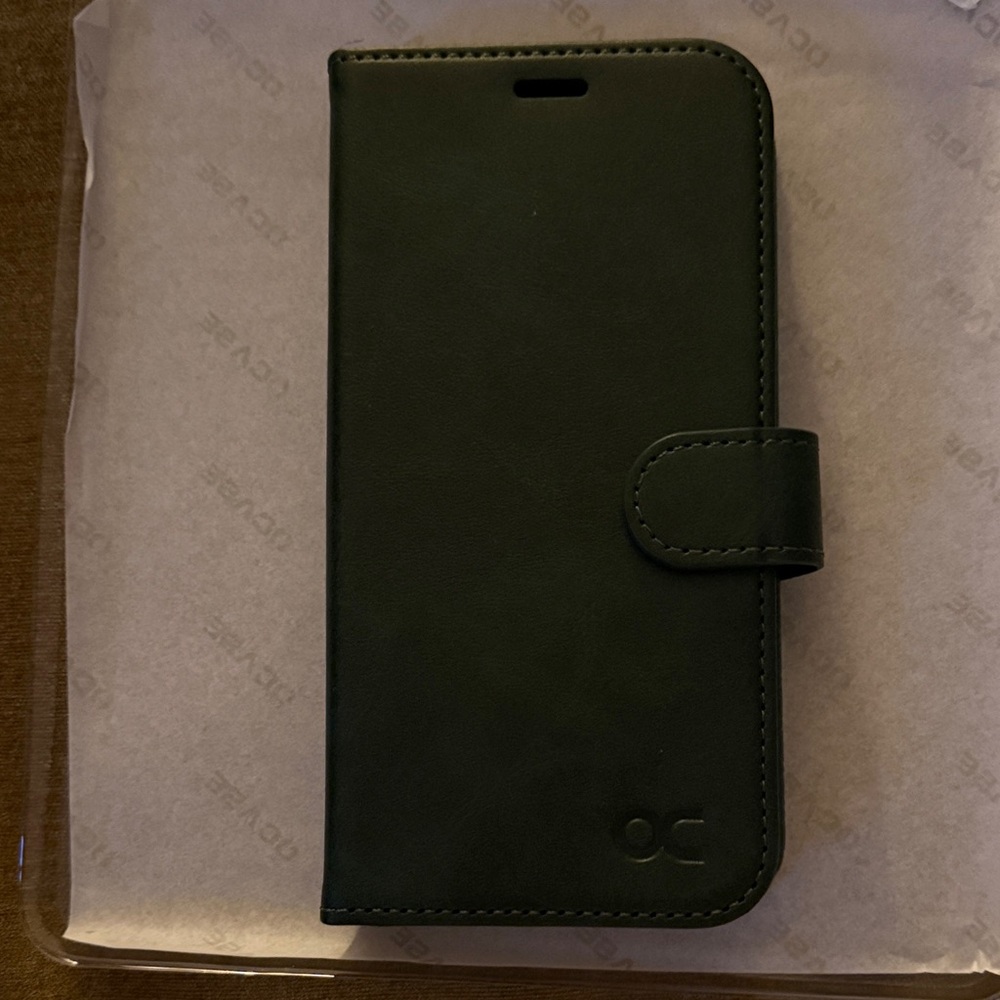 Green Leather Wallet Phone Case - Protective Folio Cover